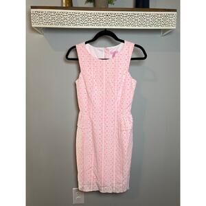 Lilly Pulitzer Abby Lace Peplum Sheath Dress Size XS Pop Pink Draper Lace